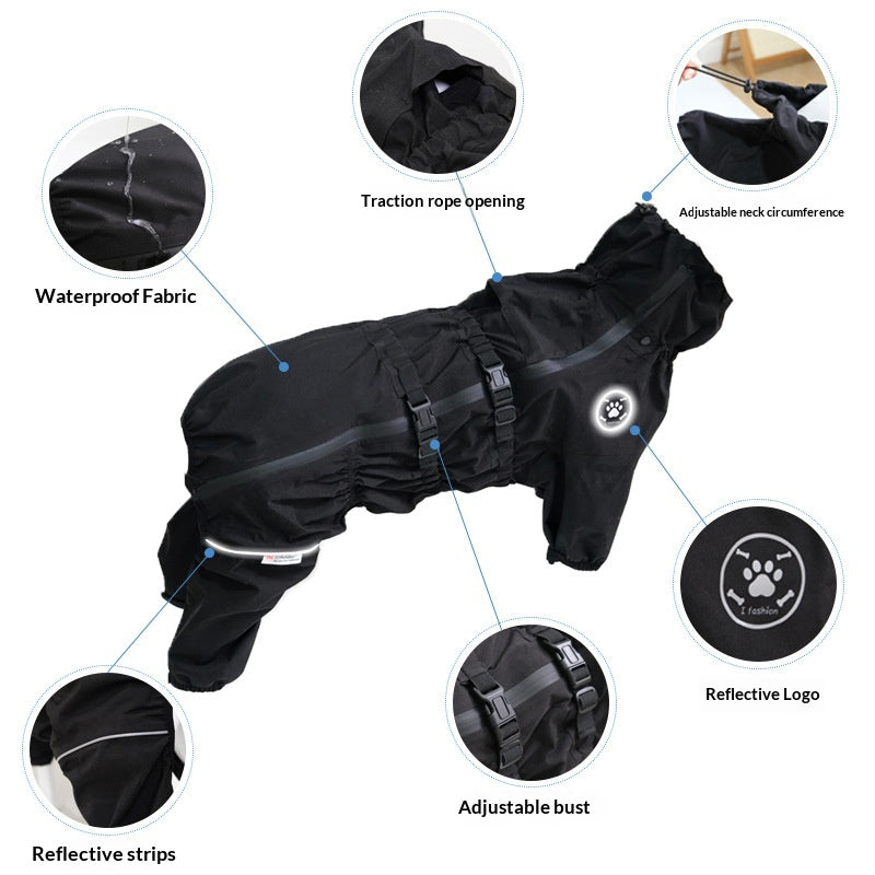 Veste de chien imperméable imperméable à quatre pattes
