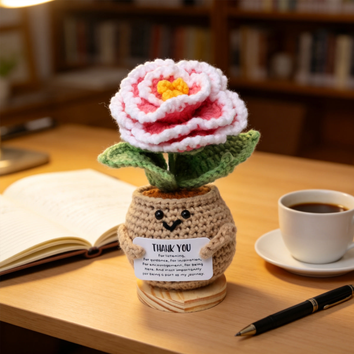 Crochet fait main fleur en pot