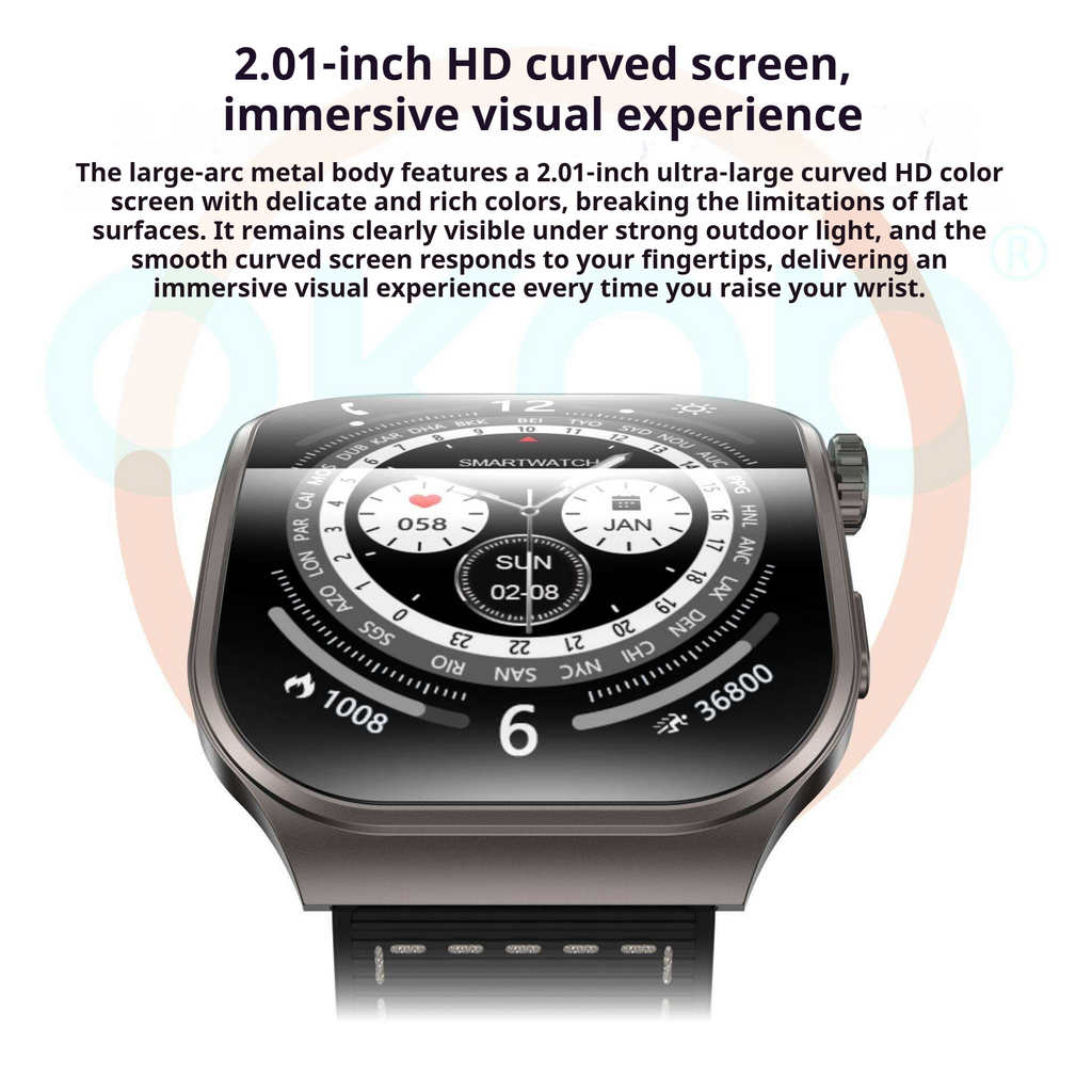 KP-S112 Modèle de montre intelligente à écran courbé avec appel de fréquence cardiaque Surveillance de la santé Oxy du sang