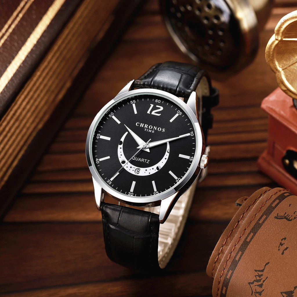 Montre de mode Quartz pour homme Bracelet en cuir véritable