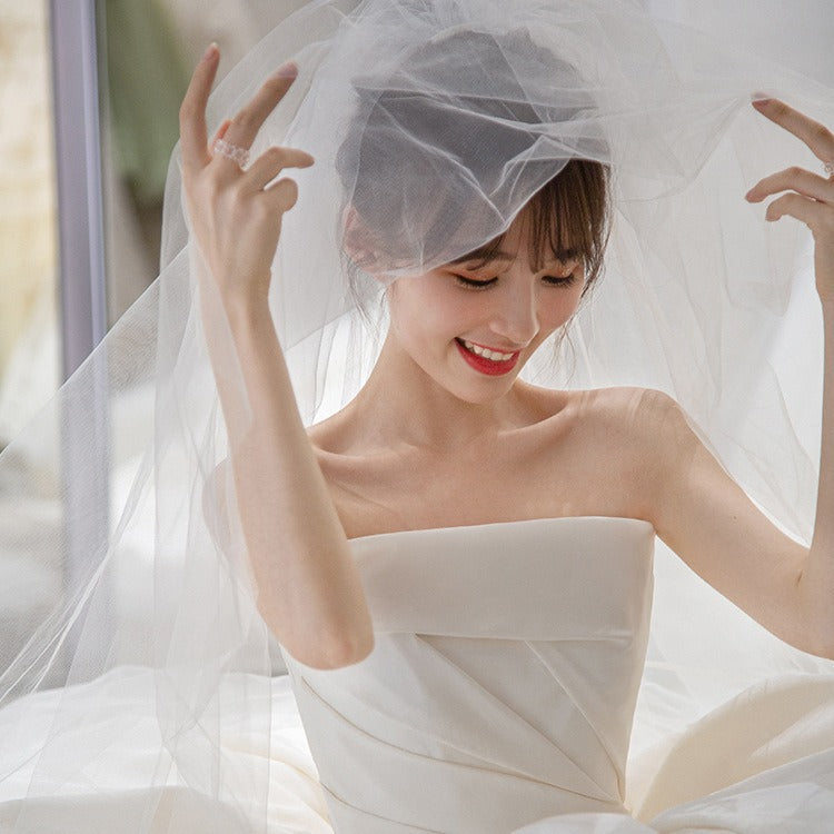 Tube satiné pour femme Top Simple Elegant style français Grande Tail Elegant Robe de mariée