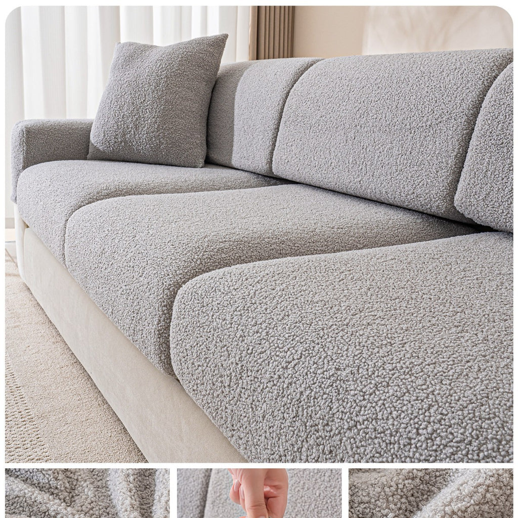 Couvre-sofa stretch de couleur solide crémeuse