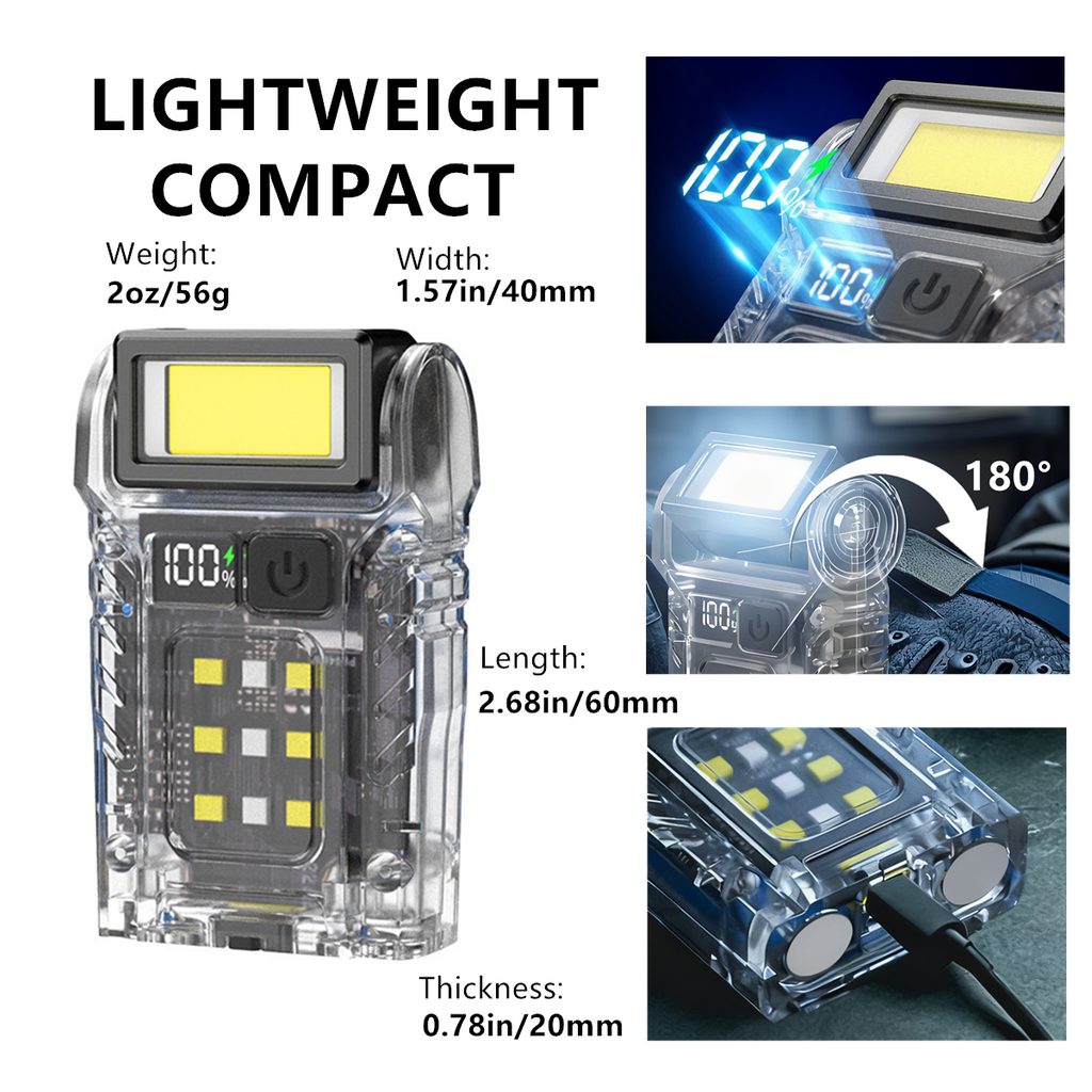 Mini lampe de poche LED lampe de poche magnétique USB rechargeable lampe de travail ceinture
