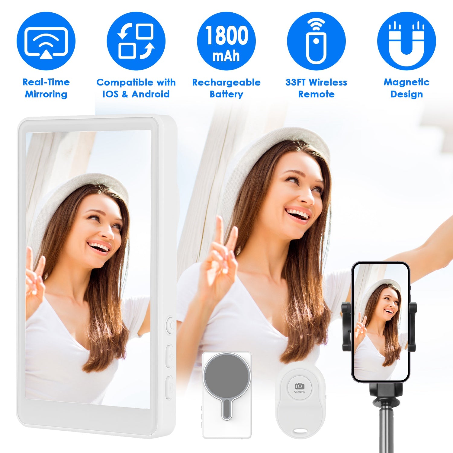 Vlog Selfie moniteur écran magnétique caméra arrière moniteur de téléphone sans fil Selfie moniteur