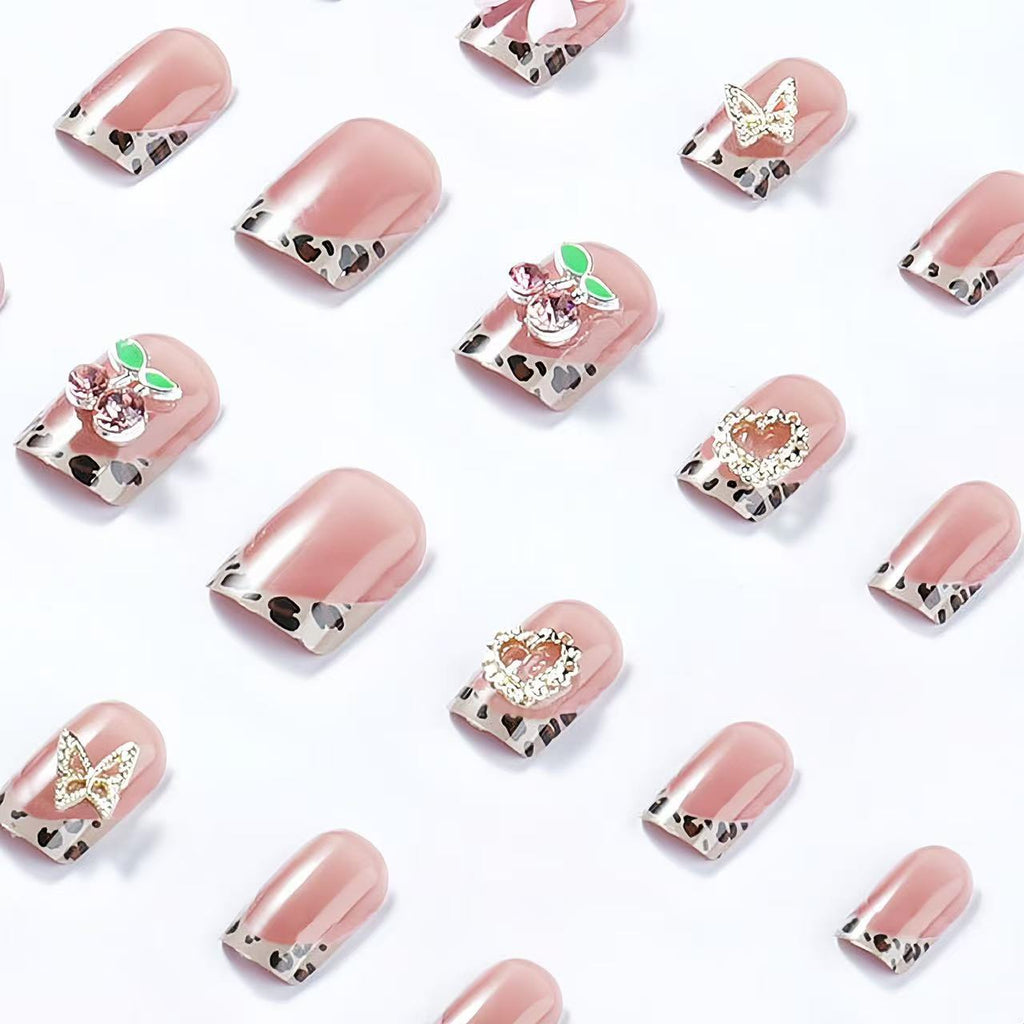 Stickers Nails Portables de style court avec Bow 3D et cerise Designs Nail