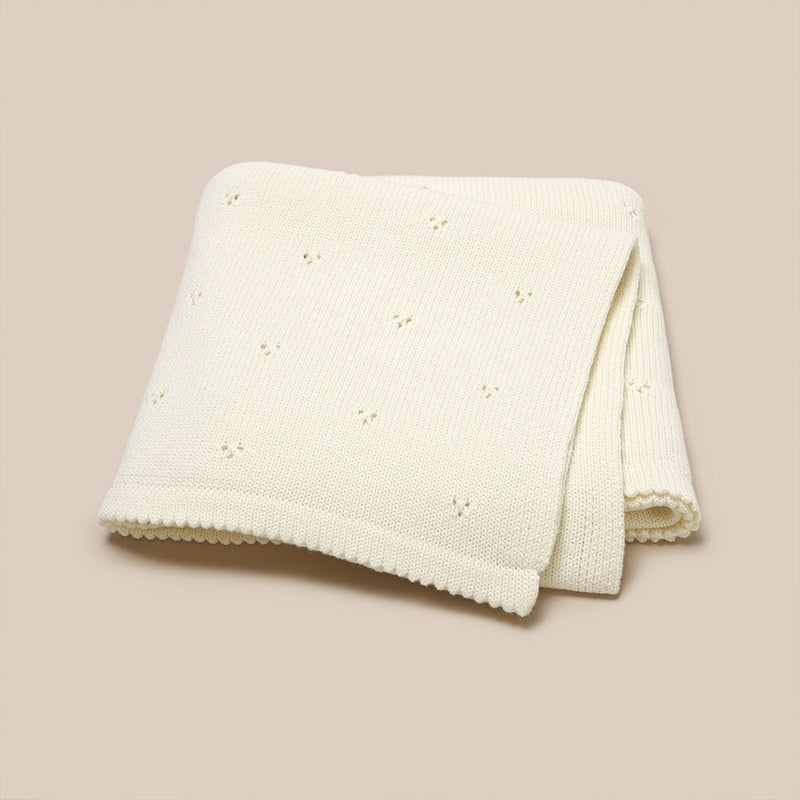 Bébé Garçons et Filles' tricoté Solid Couleur Hollow-out Dot Quilt Quilt