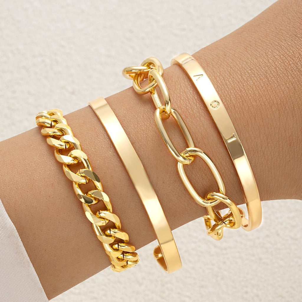 Ensemble de bracelets pour femmes de base en alliage européen et américain