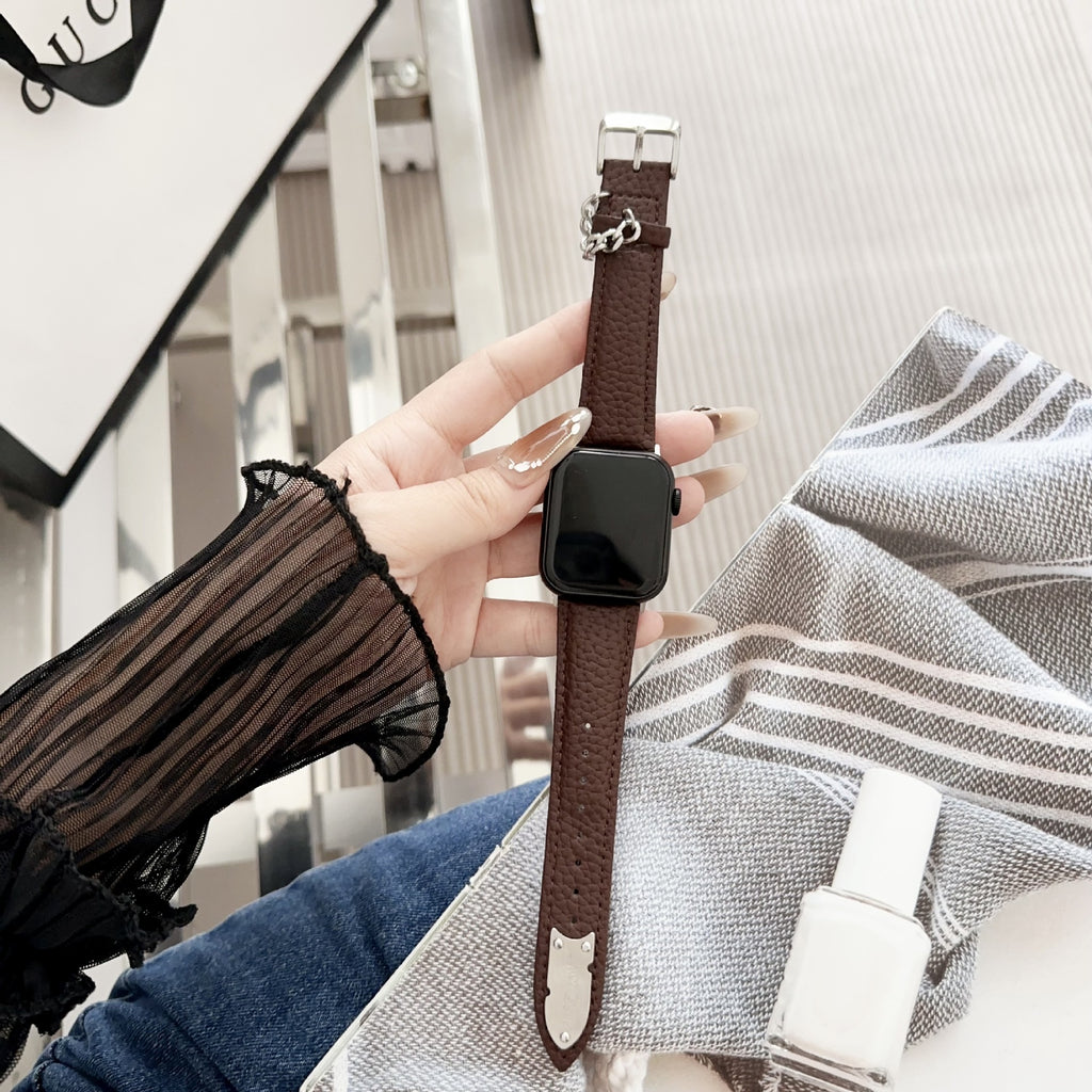 Convient pour les chaînes de montres avec cuir véritable avec un grain litchi et un insert en acier