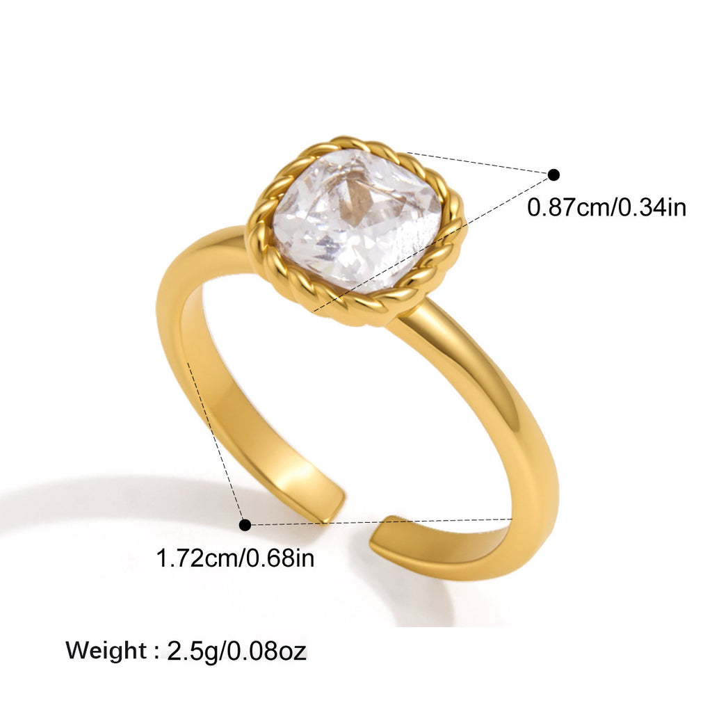 Zircon Titanium anneau en acier pour les femmes