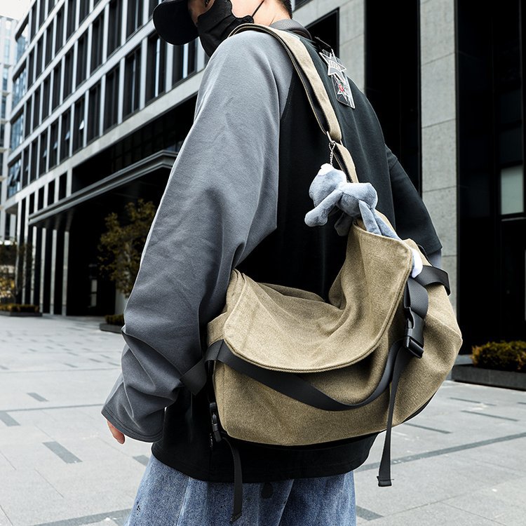 Grand-Capacité Minimaliste Toile Crossbody Sac pour hommes