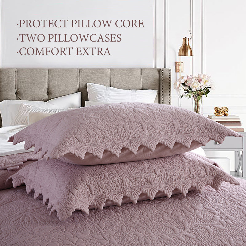 3-Piece Rose Floral Embossé Couvercle cousu Couvercle rempli de coton