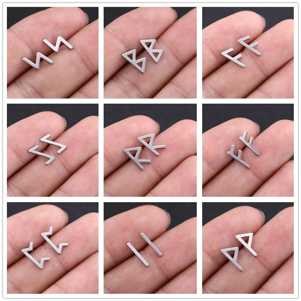 Boucles d'oreilles Nordic Rune en acier inoxydable