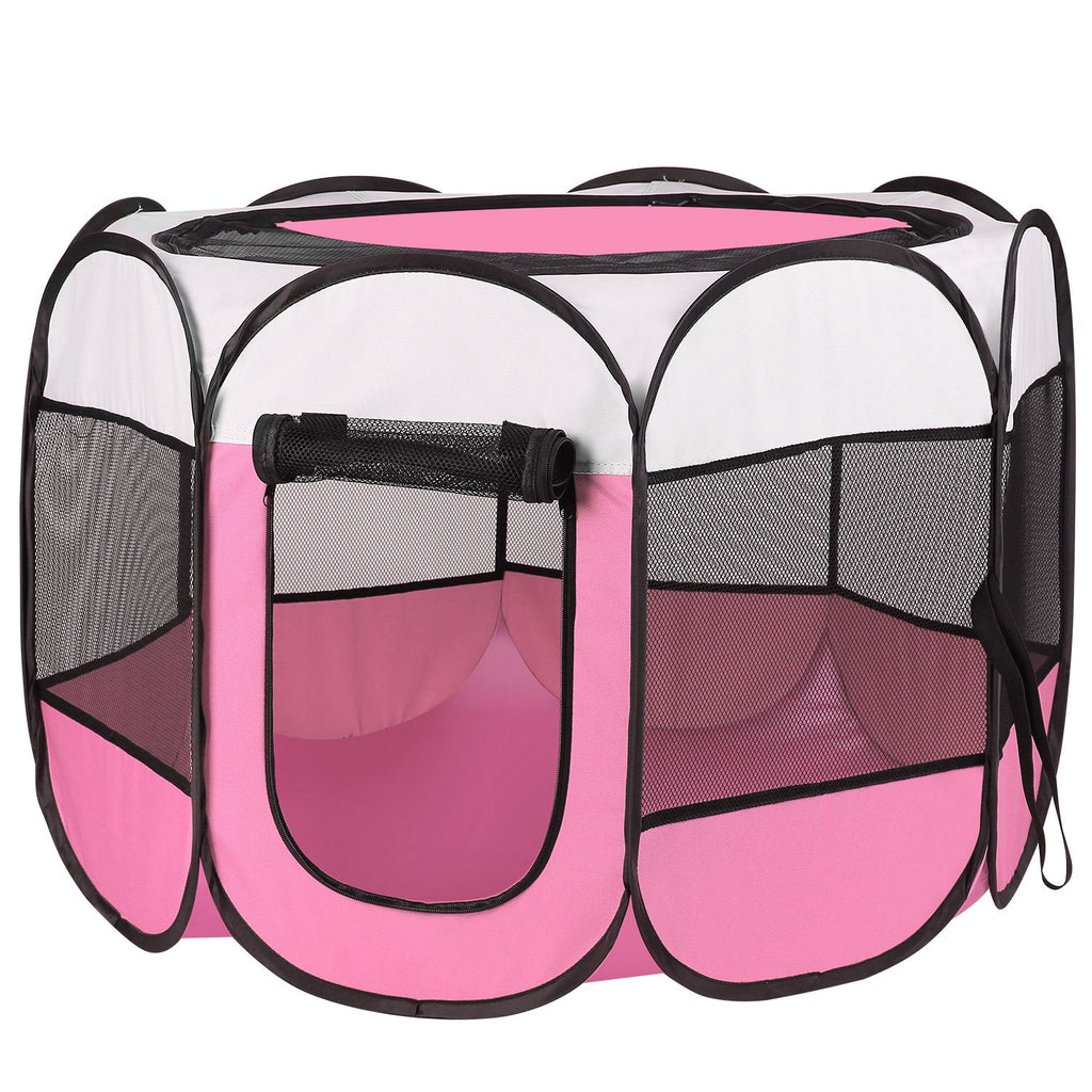 Pink-Blue Options -- 1Pc portable pliable de tente pour animaux de compagnie Pen d'exercice Kennel Zipper amovible T