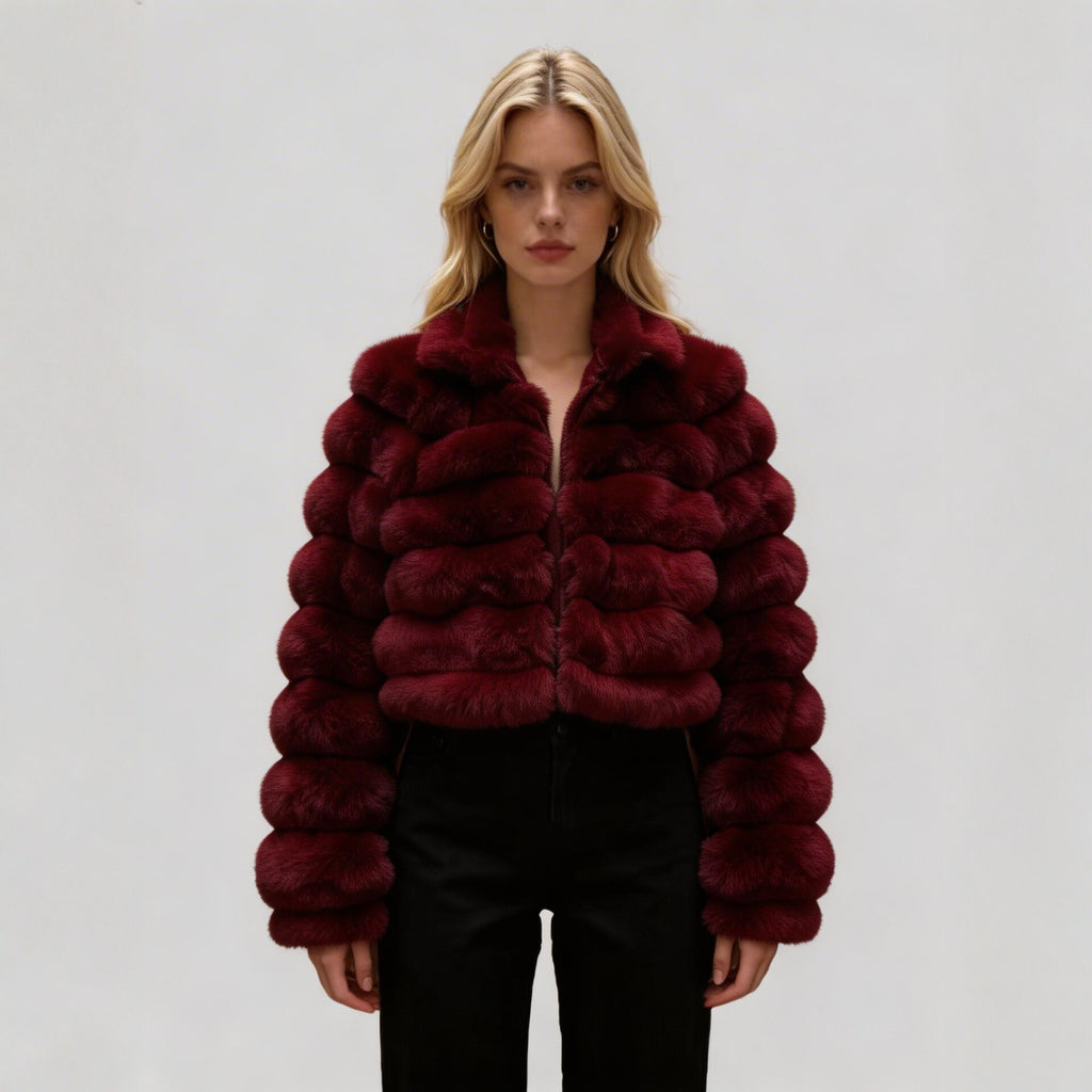 Style européen et américain Short Eco Friendly Fur Coatfashionable chaud avec cuir Lacine