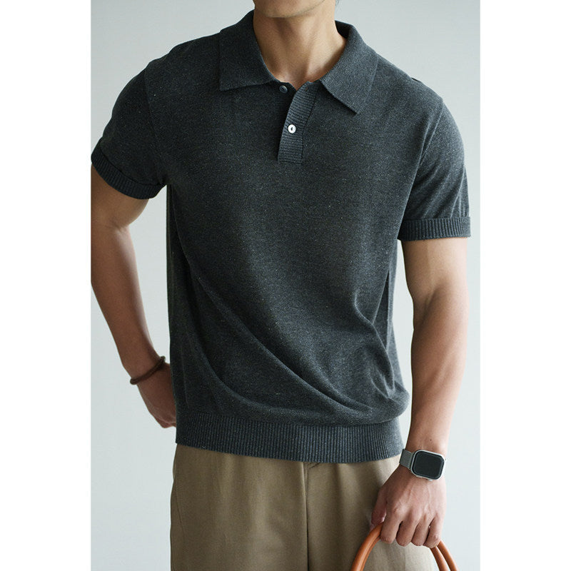 Tencel-linen T-shirt à manches courtes à texture florale mélangée