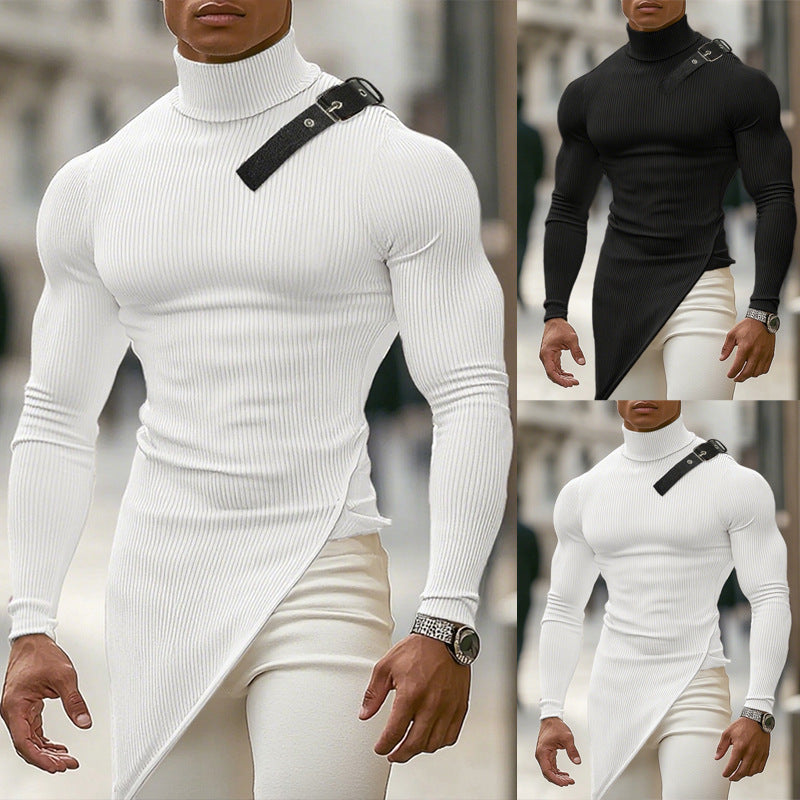 T-shirt de sport à manches longues pour hommes Mock-Neck Base-Layer