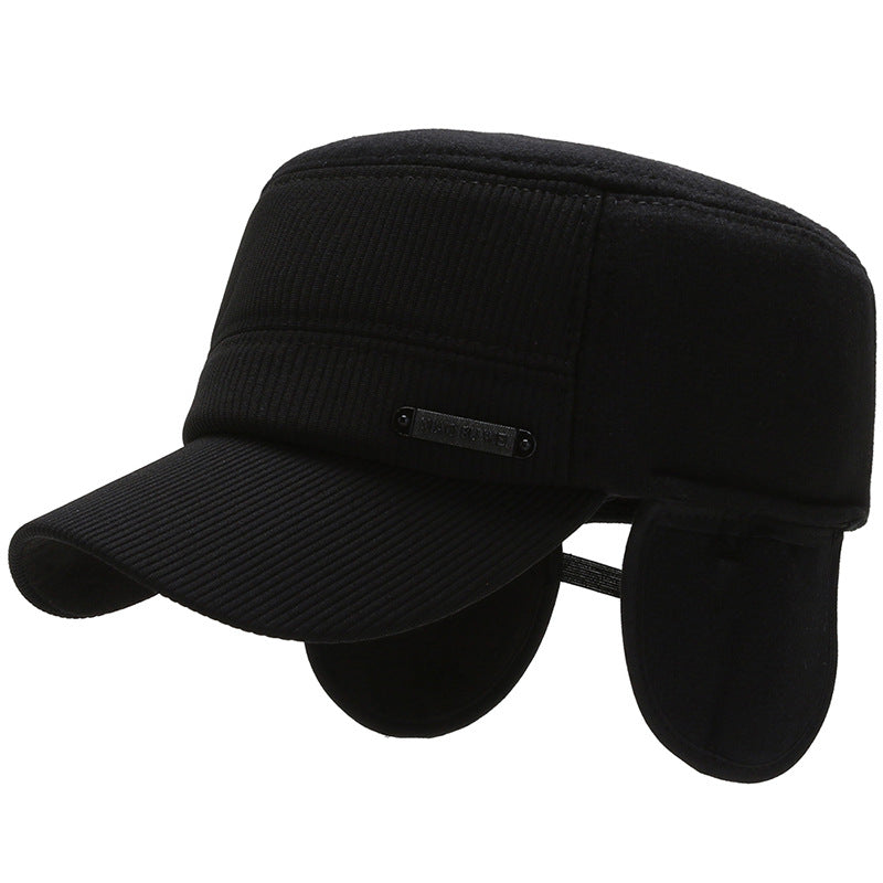 Casquette plate pour hommes pour l'automne et l'hiver chaud extérieur avec protection de l'oreille