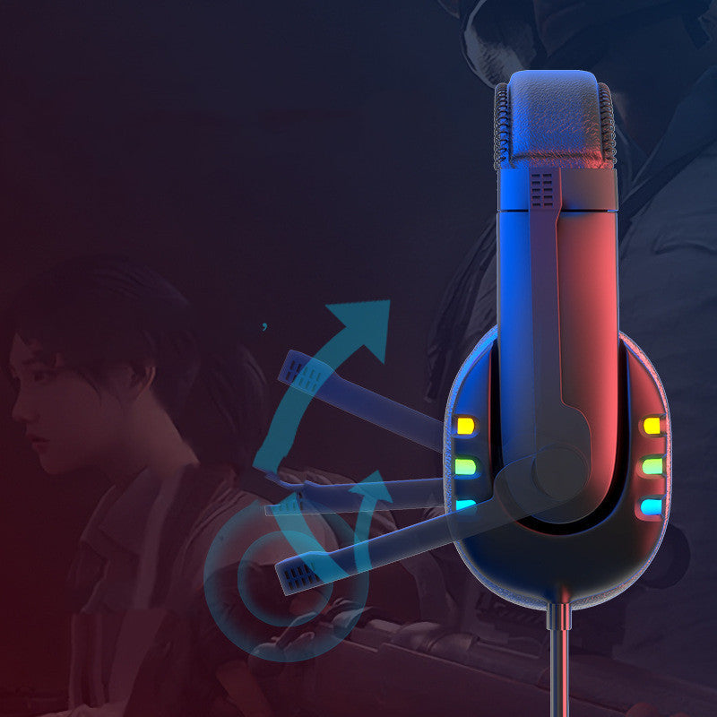 Casque de jeu avec microphone à lumière respirante LED