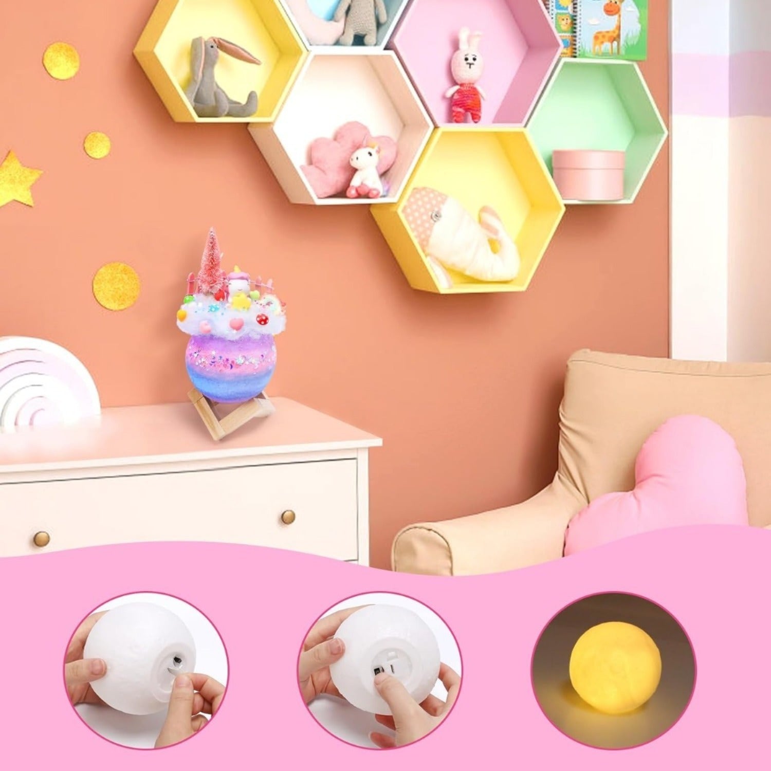 Kit de bricolage avec mini champignons et décorations de licorne - Couleurs vives