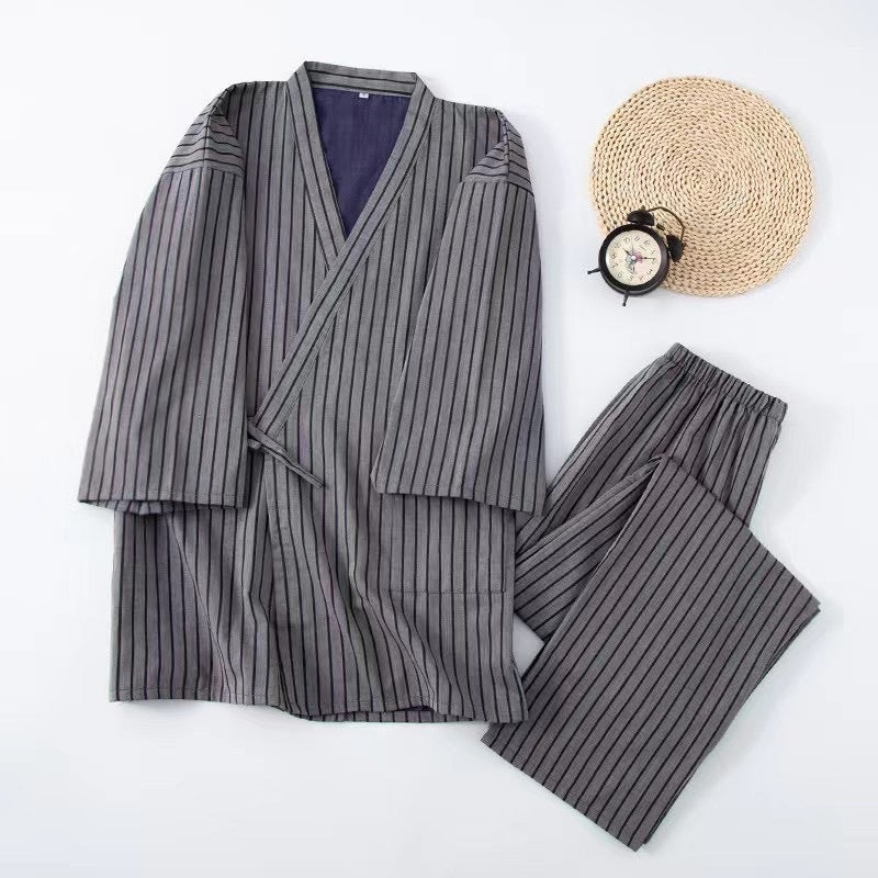Coton Pyjama double couche à rayures japonaises