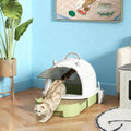Boîte à litière pour chat vert avec couvercle