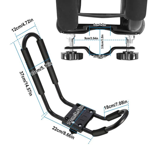 1 paire Universal J-Bar Kayak Carrier 220LBS Voiture de canot lourd de chargement Top Mount Carrier Ro