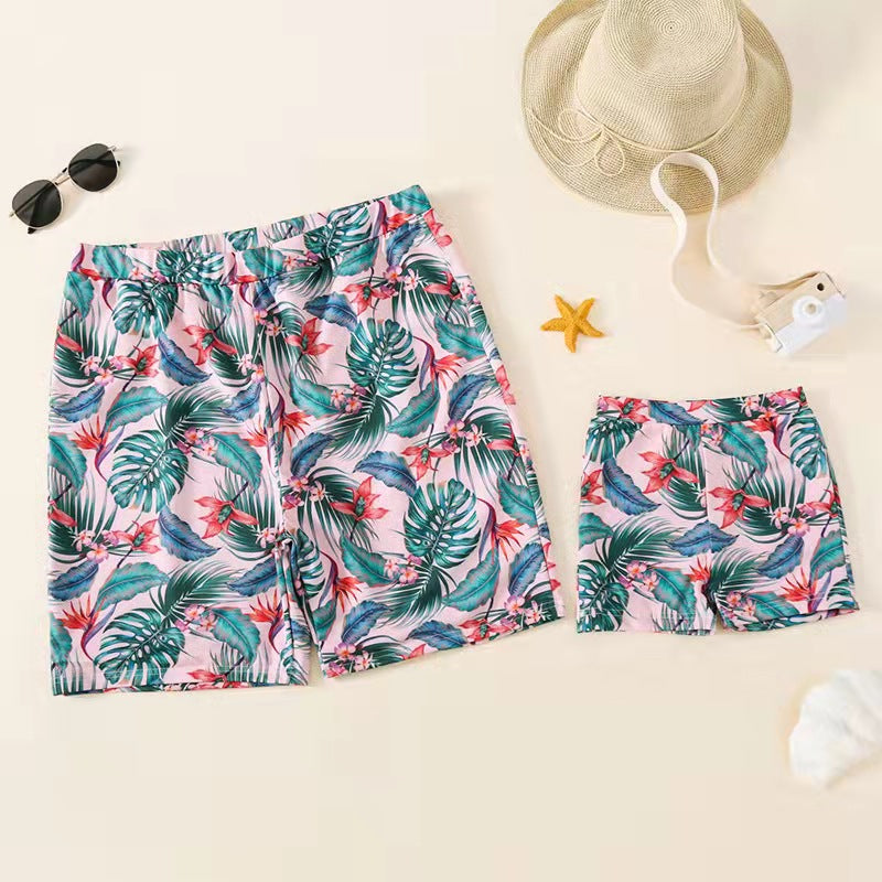 Parent-enfant Maillot de bain Famille européenne et américaine Bikini Lotus Leaf