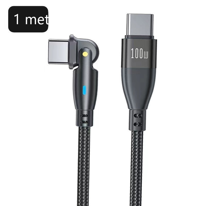 PD100W Ligne 180 Degree Rotating Type-c Applicable Notebook Elbow 5A Câble de recharge