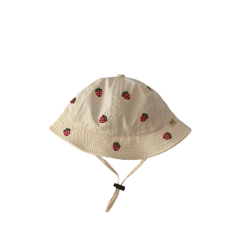 Chapeau de soleil en dentelle à motifs fraises