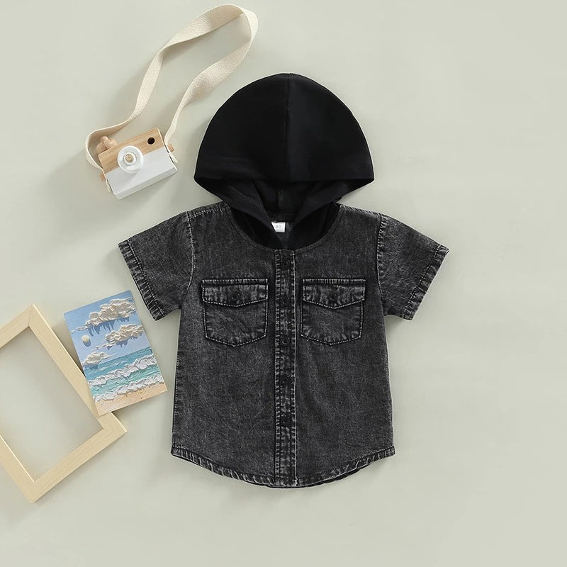 Chemise de denim à capuchon pour garçon