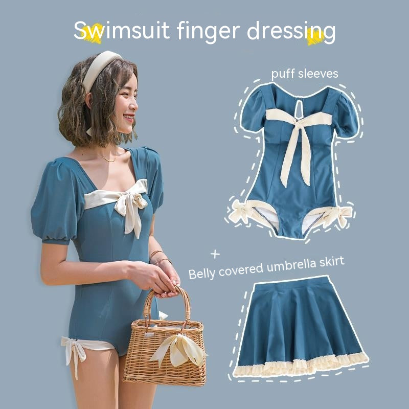 Maillot de bain de printemps couvrant Belly mince petite poitrine siamois