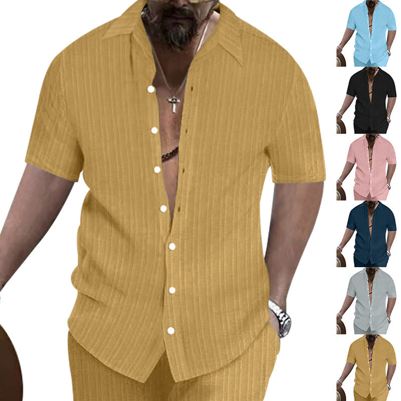 Homme Casual Loose-fit à manches courtes Beach Button-up Top