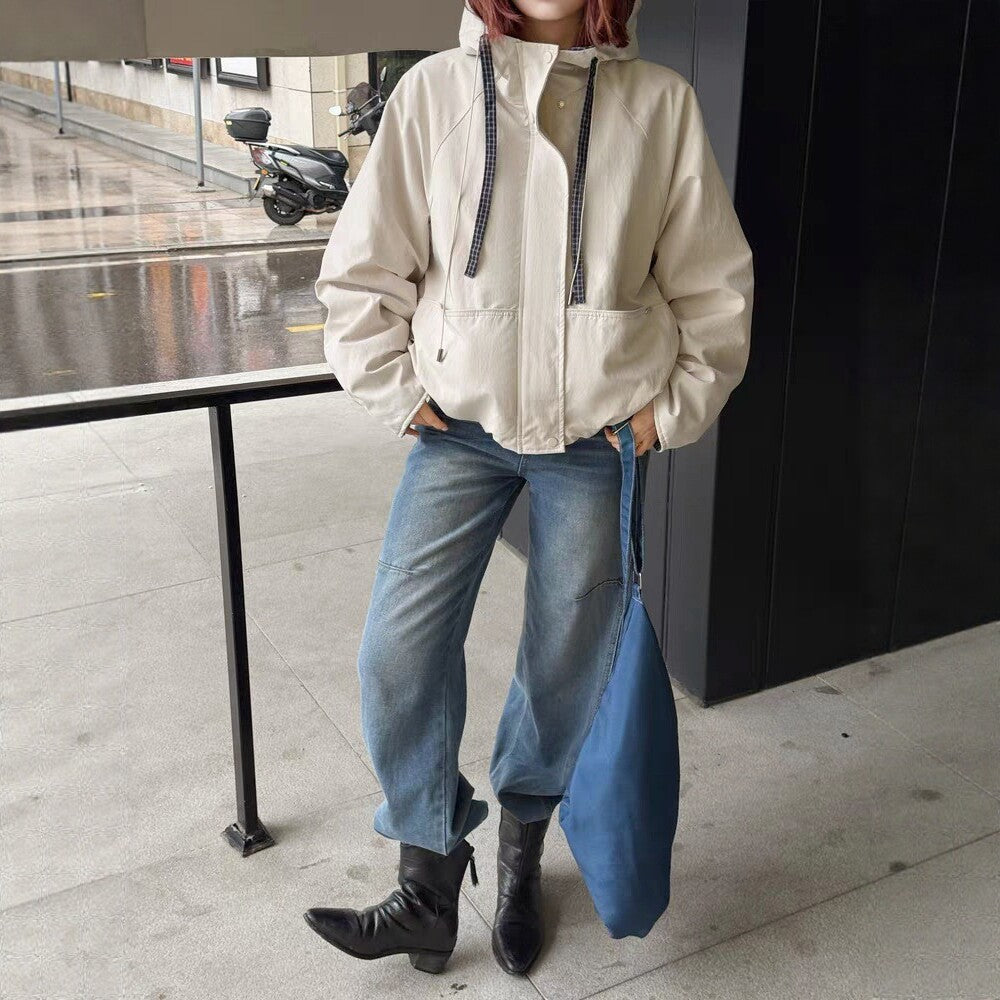 Manteau court à capuchon pour femmes