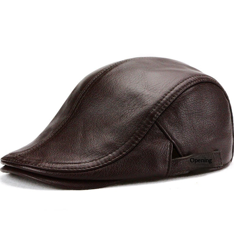 Mens Chapeau en cuir mince de style coréen pour l'automne et l'hiver parfait pour les personnes d'âge moyen et plus âgé