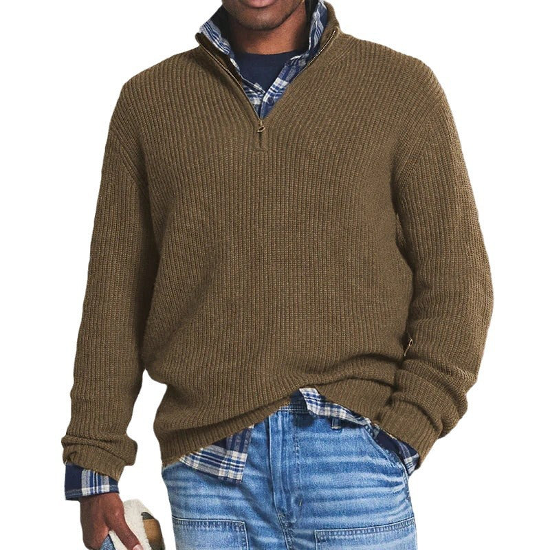 Commerce extérieur Hommes Affaires Casual Loose Zip Collar Sweater