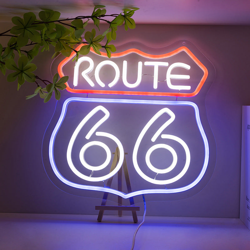 66 Highway Neon LED Glow créatif