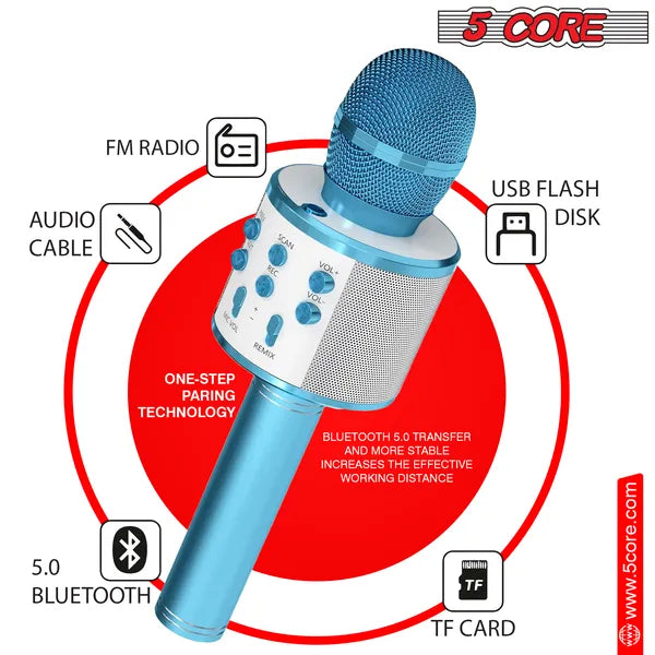 5 microphone sans fil sans fil Karaoke Mic avec haut-parleur 3 en 1 portable Bluetooth Microfono In