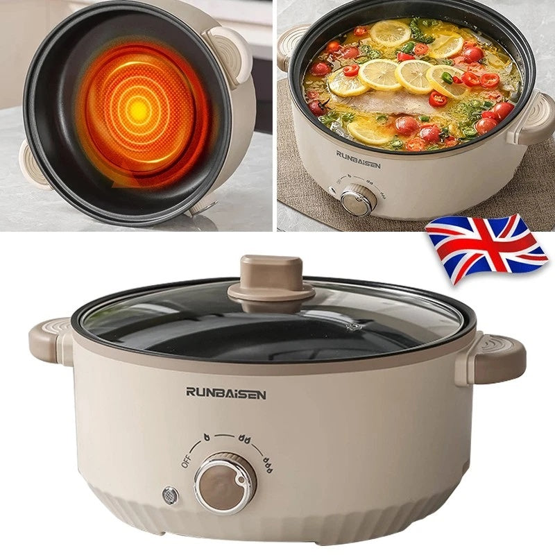 4.5L Électrique Slow Cooker Glass Lid Non Stick Rice Cuisson Poêle à frire