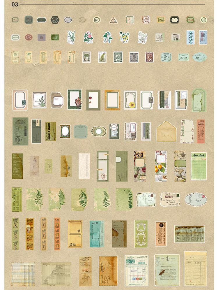 Stickers Matériel de bricolage Compte Littéraire Rétro 200 feuilles dans 4 styles