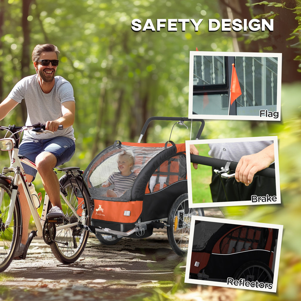 Remorque à vélo pivotante 2-Seat Elite 360 pour enfants Remorque à vélo avec résistant à l'eau W