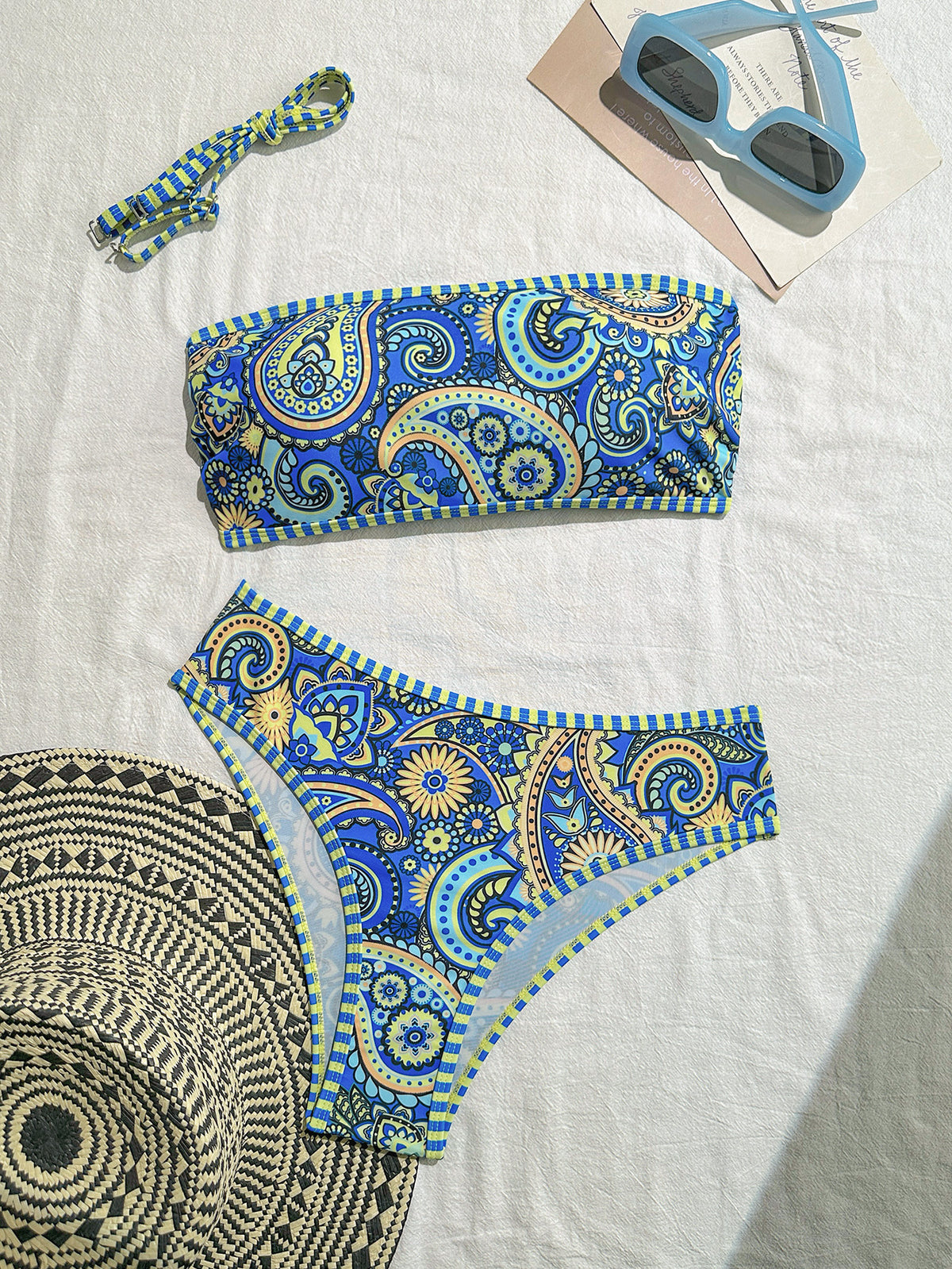 Ensemble de Bikini Bandeau imprimé Paisley pour femmes
