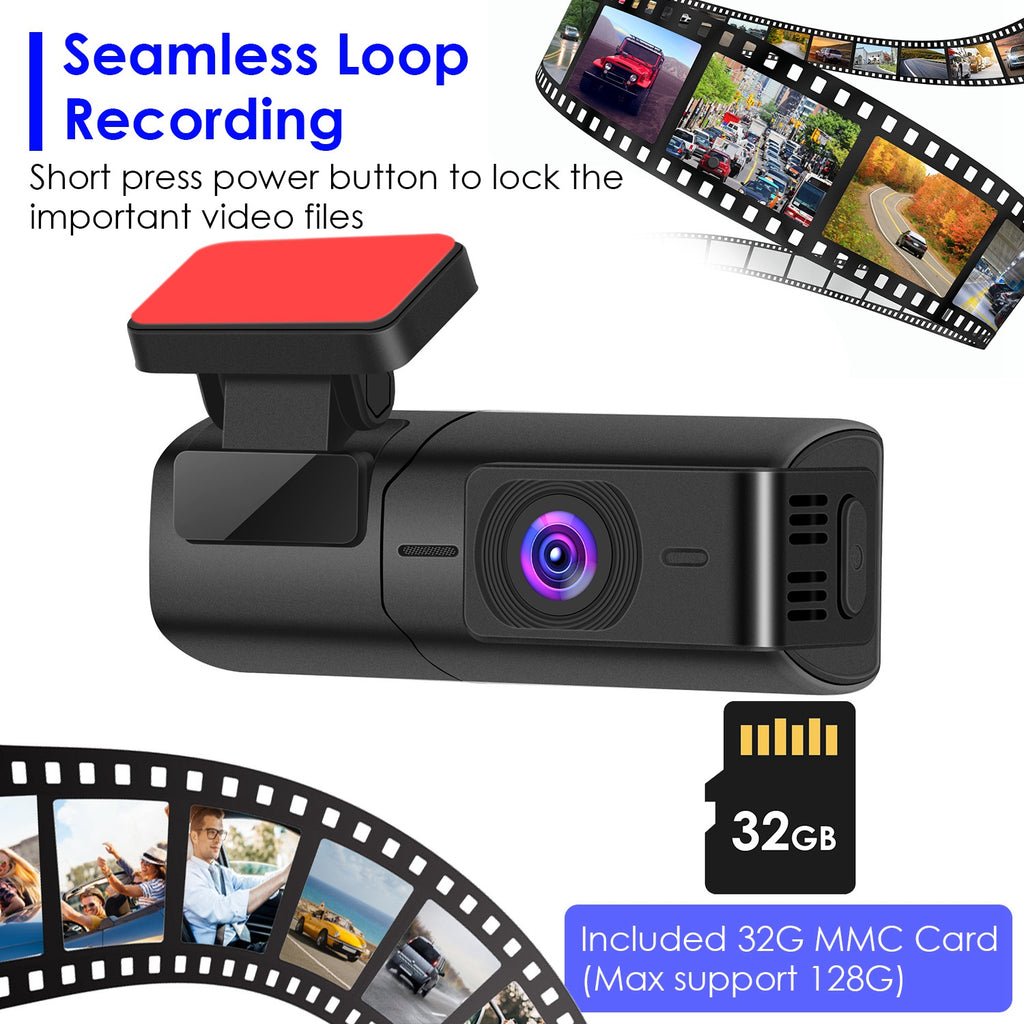 1Pc 2K HD avant Dash Cam pour voiture avec écran IPS vision nuit enregistrement inclus 32G