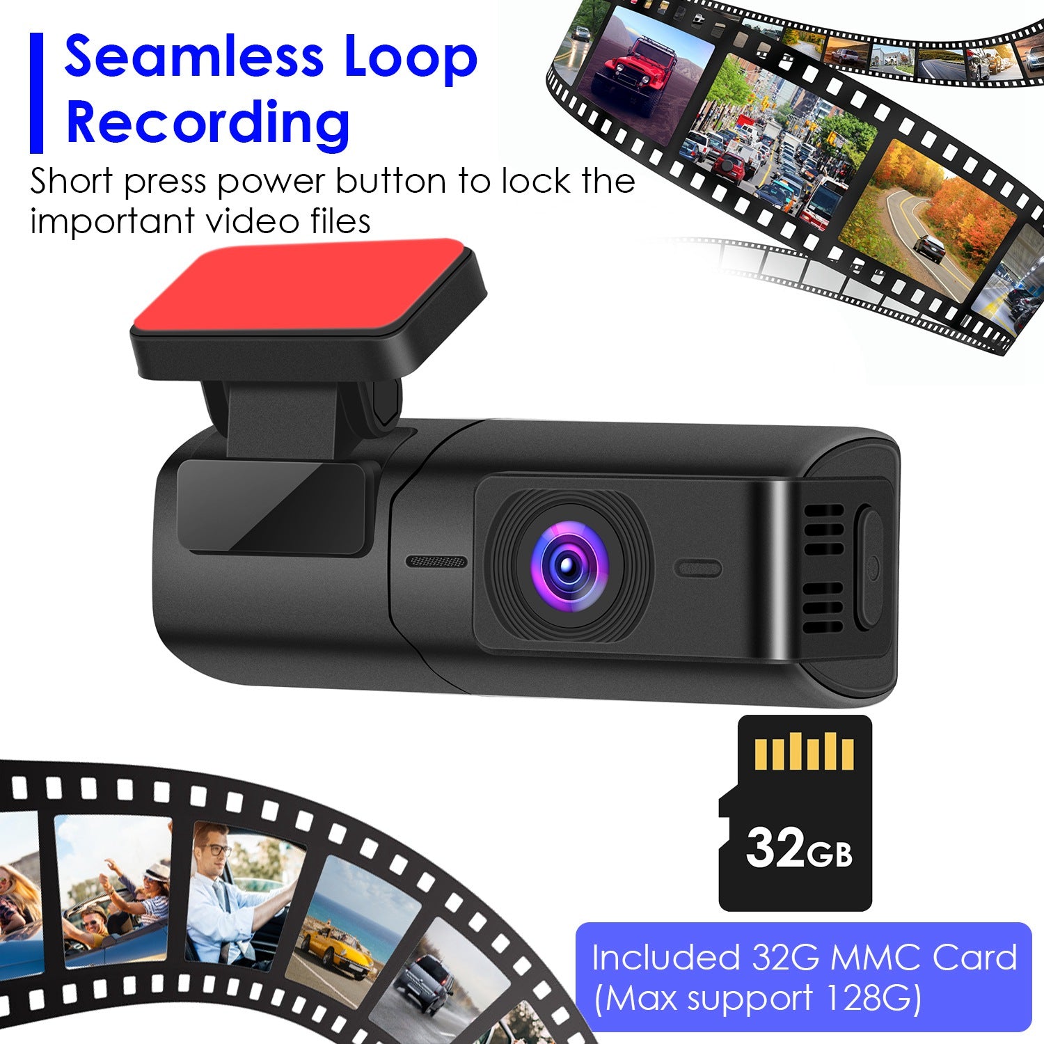 1Pc 2K HD avant Dash Cam pour voiture avec écran IPS vision nuit enregistrement inclus 32G