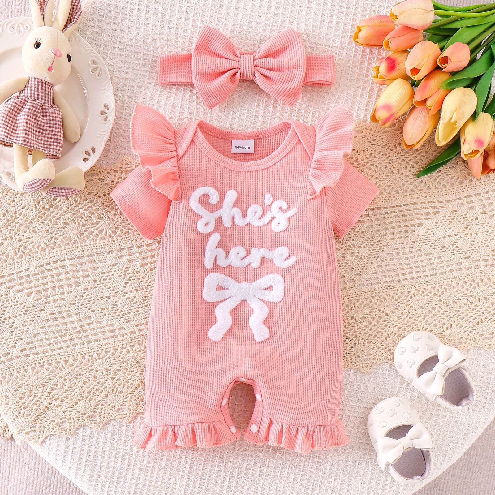 Romper à manches courtes avec bande de tête Bow