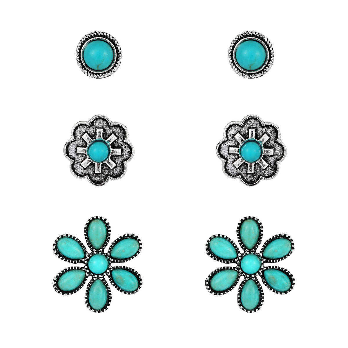 Boucles d'oreilles florales rondes style bohème rétro