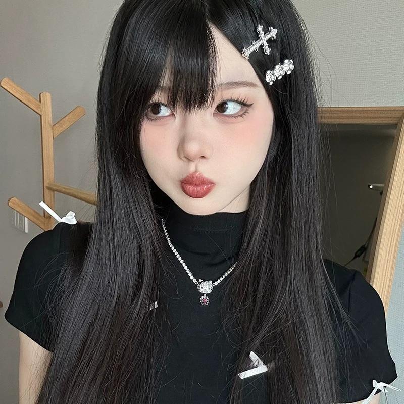 Clip de cheveux en cristal doux et Edgy Cross-flower