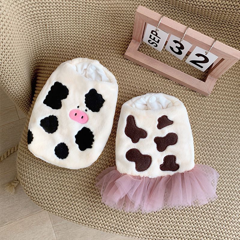 Vêtements de chien d'automne Outfit Mignon imprimé de vache Veste en coton rembourré