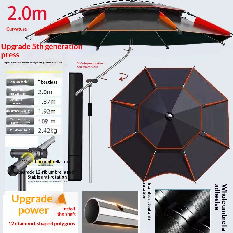 Parapluie de pêche à l'épreuve de la pluie et au soleil de vinyle épais