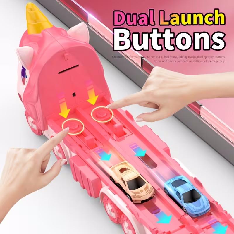 Jouet de camion transformable mignon Racetrack extensible et ensemble de stockage de véhicule Portable Carrier Wi