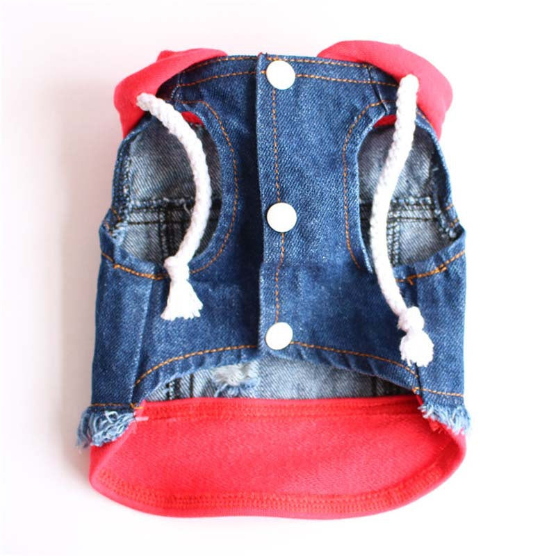 Animaux de compagnie Denim Chien tricoté Veste à capuche